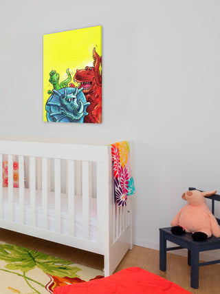 "Funny Dinosaurs" Painting Print on Canvas by Curtis