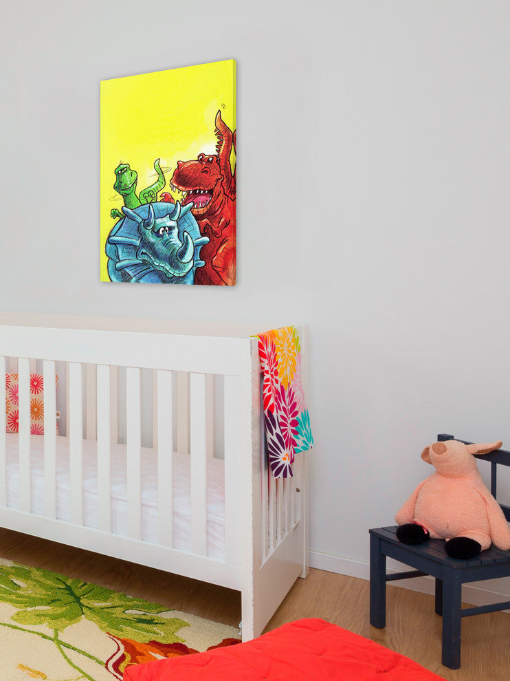 "Funny Dinosaurs" Painting Print on Canvas by Curtis