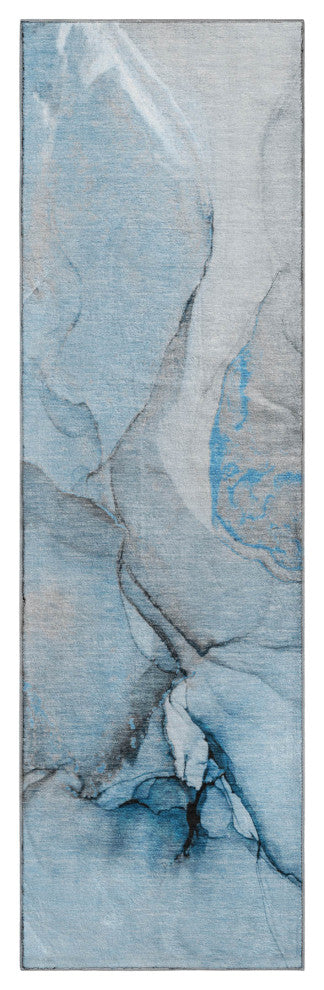 Premium Machine Washable Mayfield AMF506 Blue 2'3" x 7'6" Runner Rug