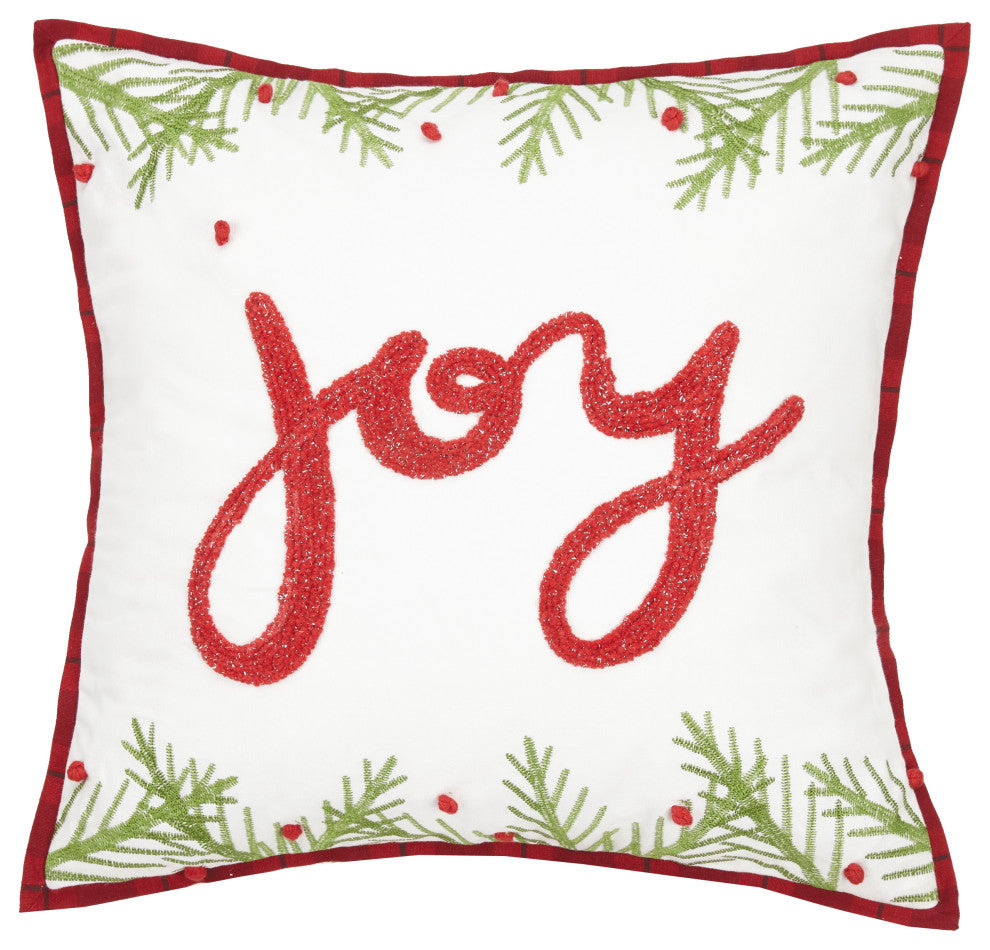 Joy Chenille Embroidered Pillow