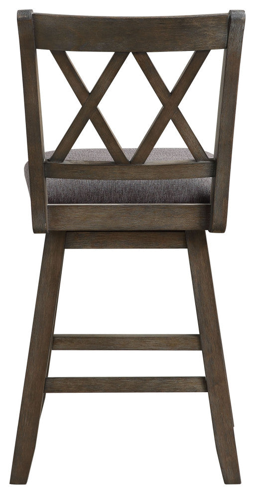 Brookline Walnut High Back Wood Bar Stool, 37.5 in.