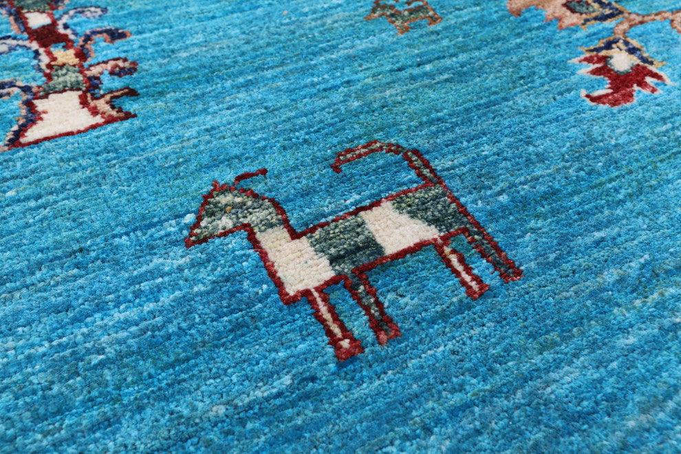6' 10" X 9' 5" Persian Gabbeh Tribal Handmade Wool Rug Q11218