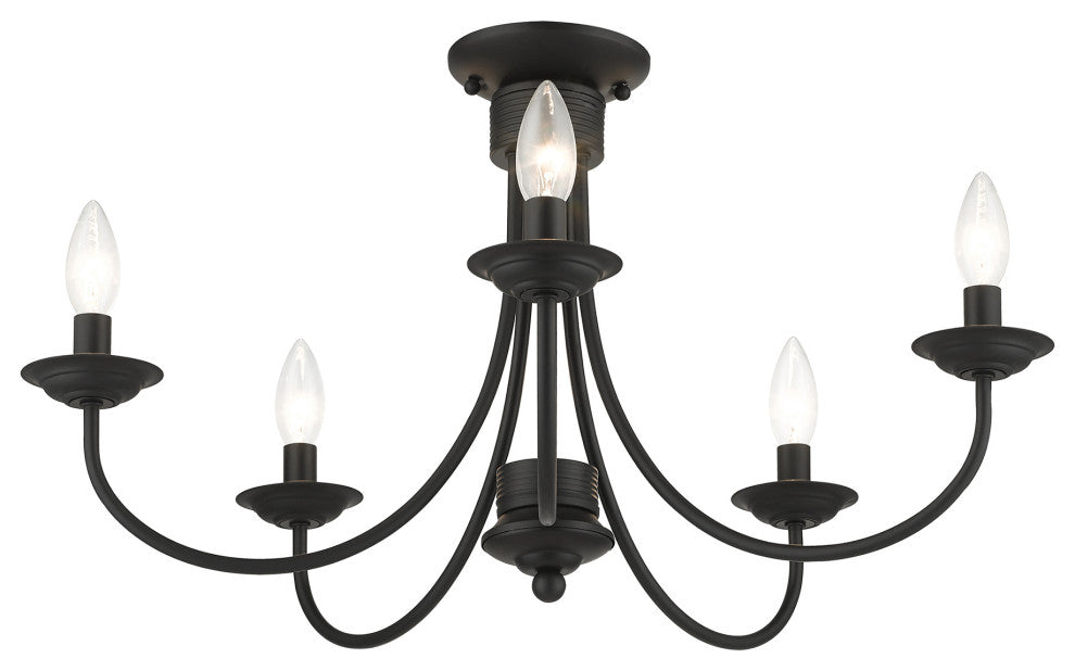Livex Lighting Estate 5-Light Black Large Semi-Flush