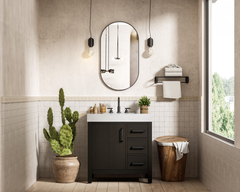 Home Living 32" Single Bathroom Vanity, Mocha Brown