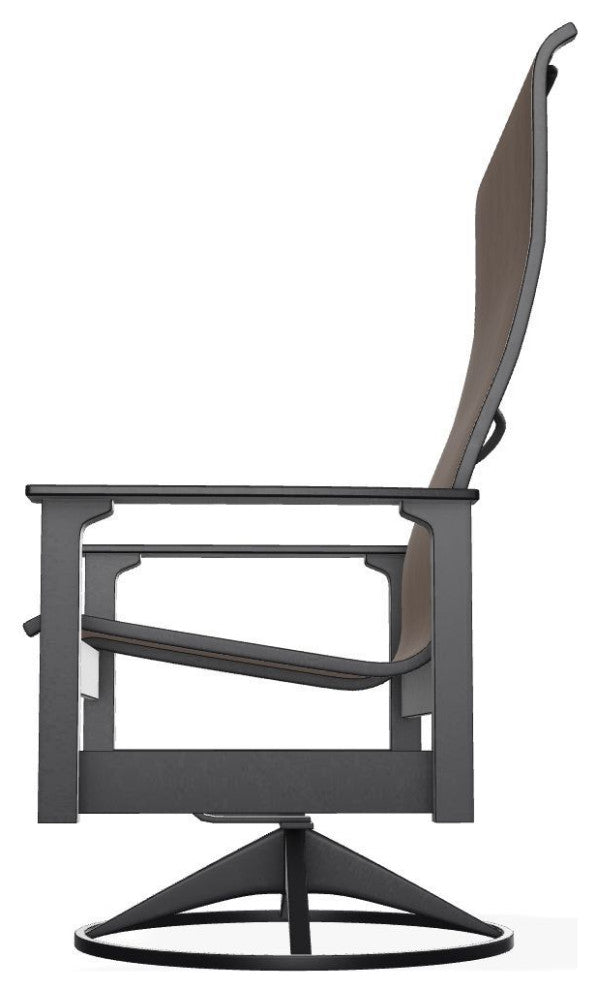 Leeward Sling Outdoor Swivel Rocker, Mocha/Black