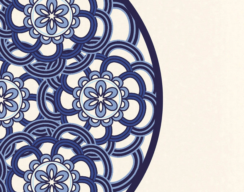 Snowflake Bulb Holiday Geometric Print Kitchen Towel, Navy Blue