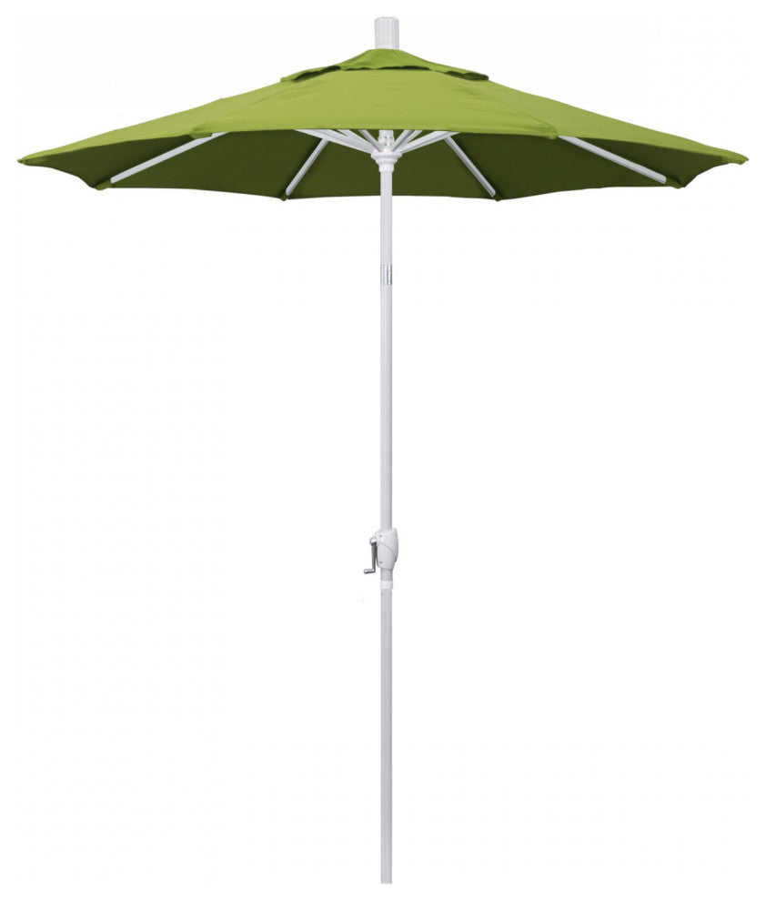 6ft. Matted White Aluminum Market Umbrella Push Button Tilt Macaw Sunbrella