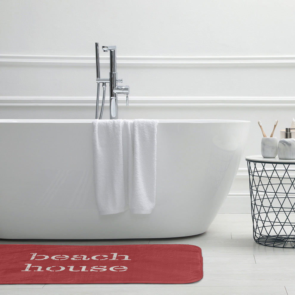 24" x 17" Beach House  Bathmat, Ligonberry Red
