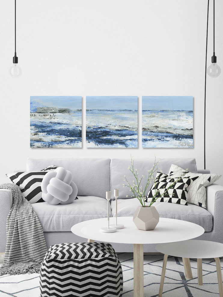 Ultimate Blue Waves II Triptych, 144"x48"