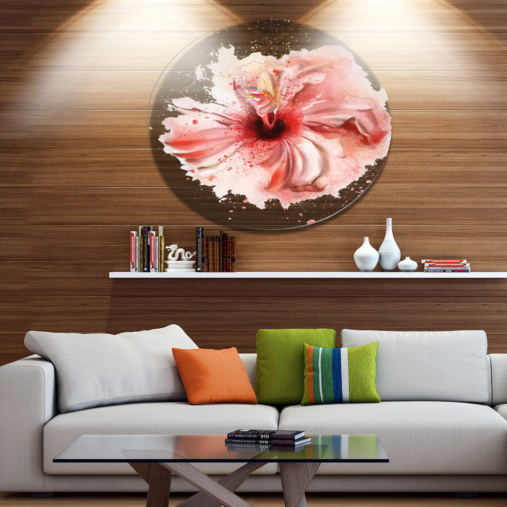 Lovely Pink Watercolor Flower, Flowers Round Wall Art, 11"