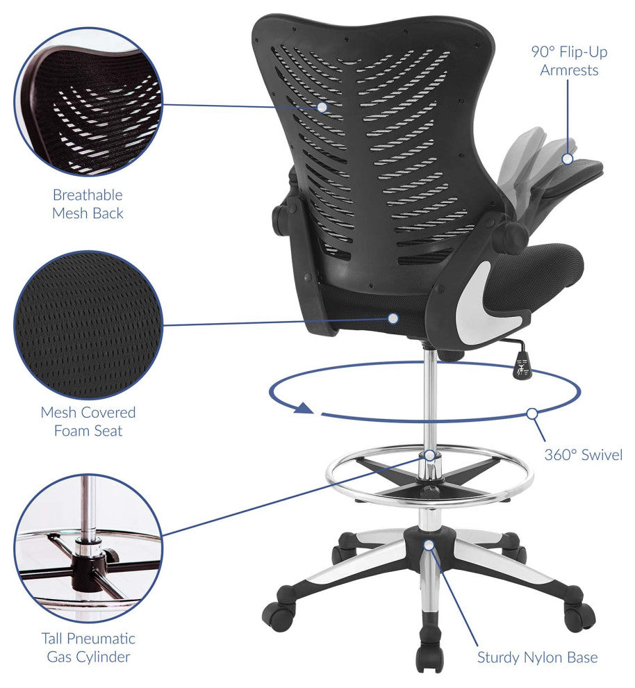 Charge Drafting Stool, Black