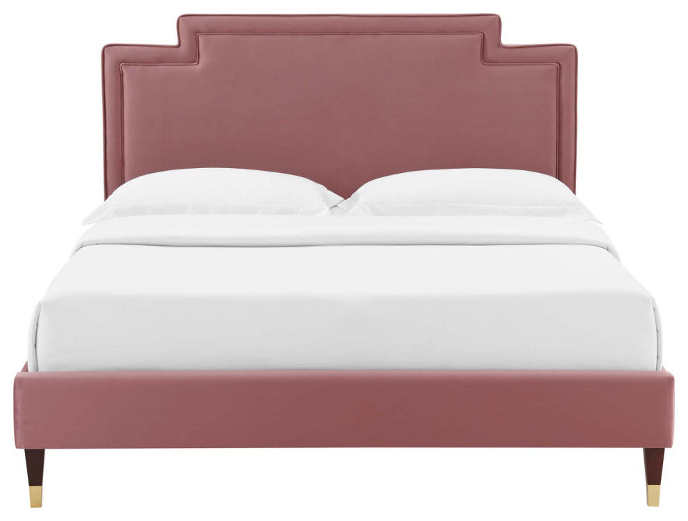 Liva Performance Velvet King Bed, Dusty Rose