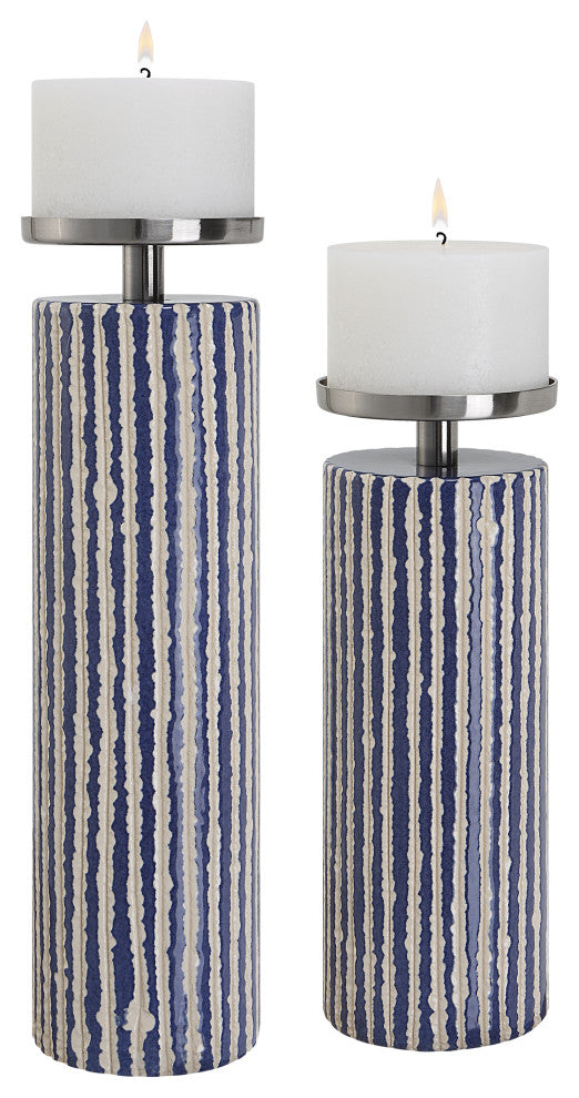 Uttermost Havana Blue Candleholders, 2-Piece Set