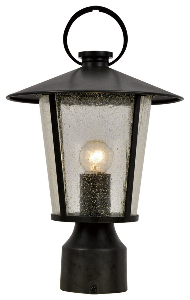Crystorama AND-9207-SD-MK, 1-Light Outdoor Lantern Post, Matte Black