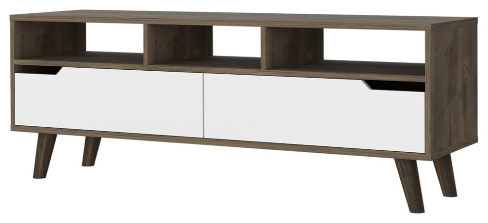 Hamburg TV Stand For TVs up to 52", Dark Walnut/ White