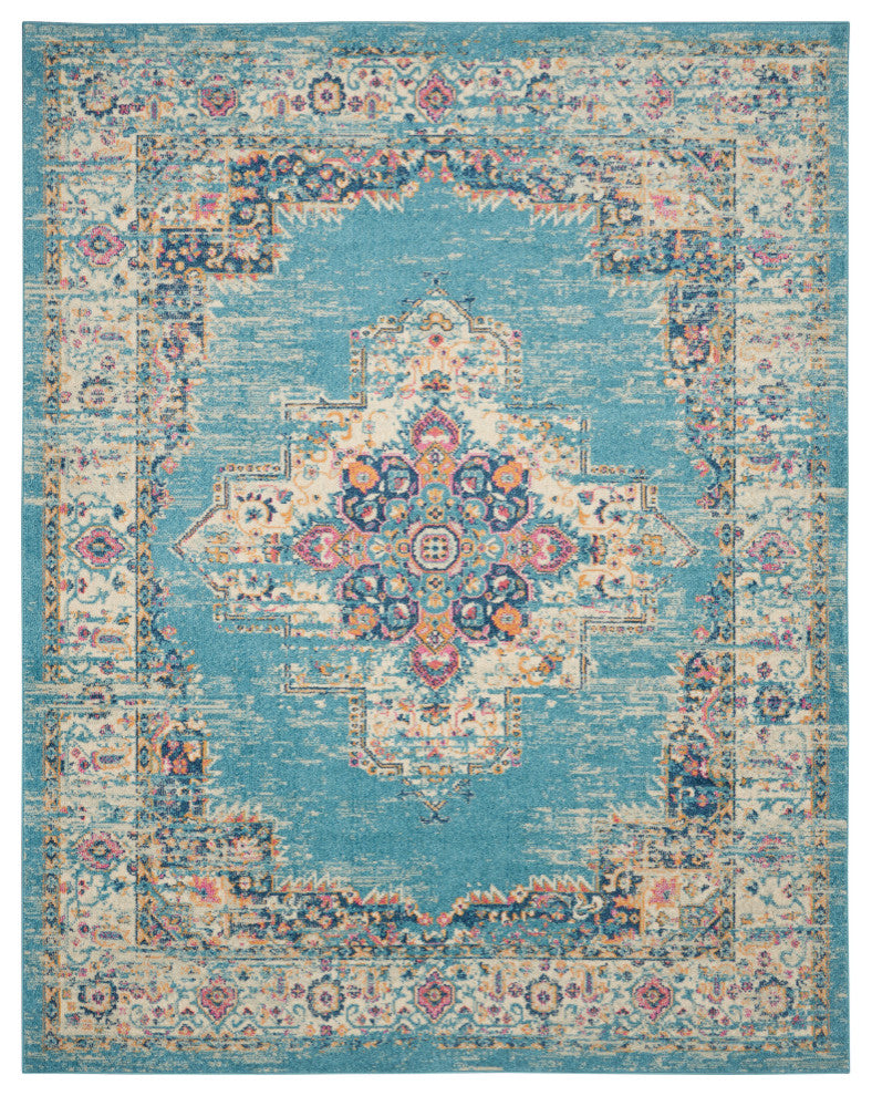 Nourison Passion 9' x 12' Light Blue Bohemian Indoor Area Rug
