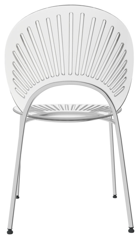 Opulent Plastic Dining Side Chair, Chrome Base Set of 4, Clear