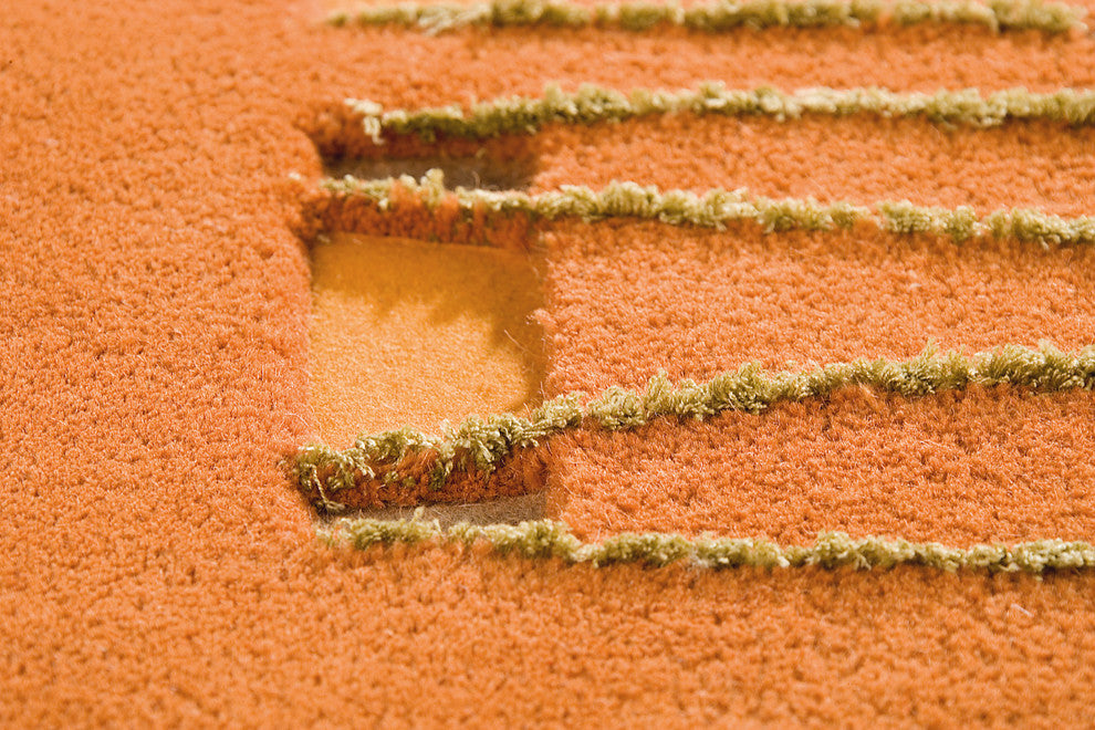 Hand Tufted Orange Wool Area Rug, 5''6"x7''10"