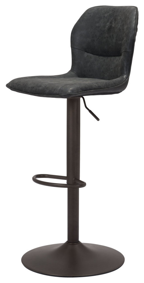 Bar Stool Chair Barstool, Faux Vinyl Leather, Steel, Vintage Black, Bronze