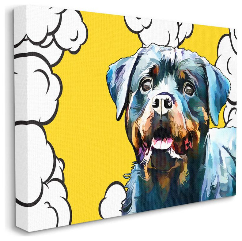 Peaceful Rottweiler Dog over Pop Art Clouds30x40