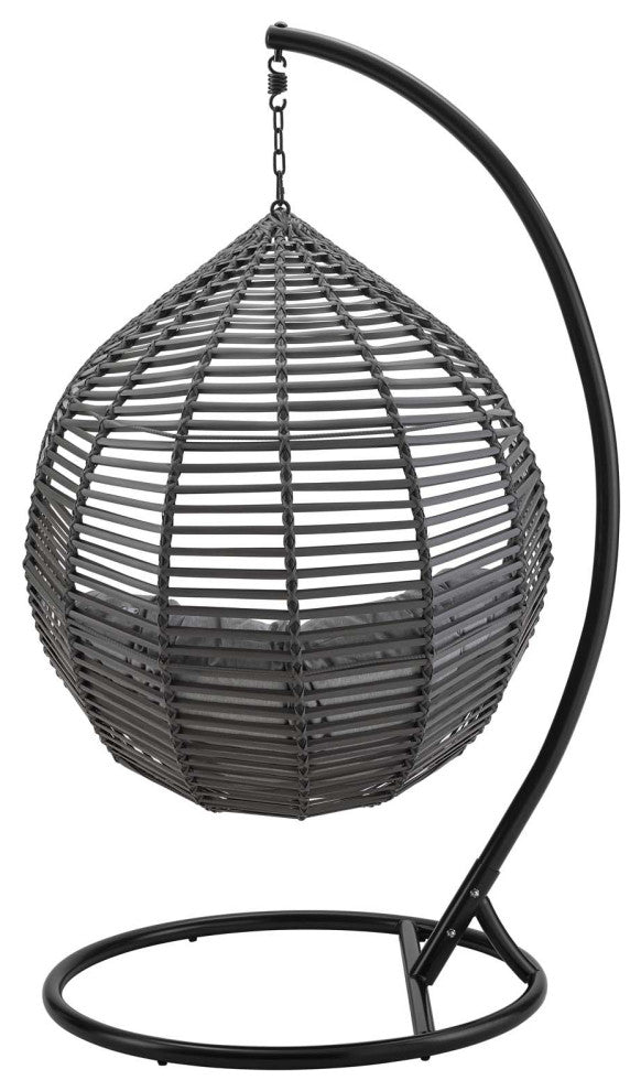 Outdoor Patio Furniture Lounge Swing Chair, Fabric Metal, Grey Gray