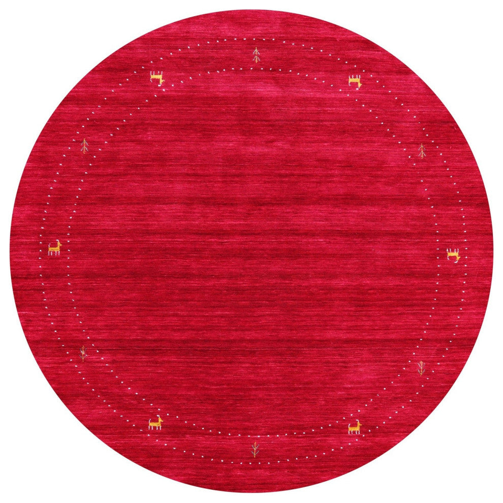 6' Round Hand Knotted Persian Gabbeh Wool Rug - Q15211