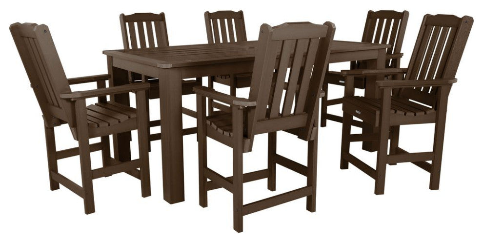 Lehigh 7-Piece Rectangle Counter-Height Dining Set, Weathered Acorn
