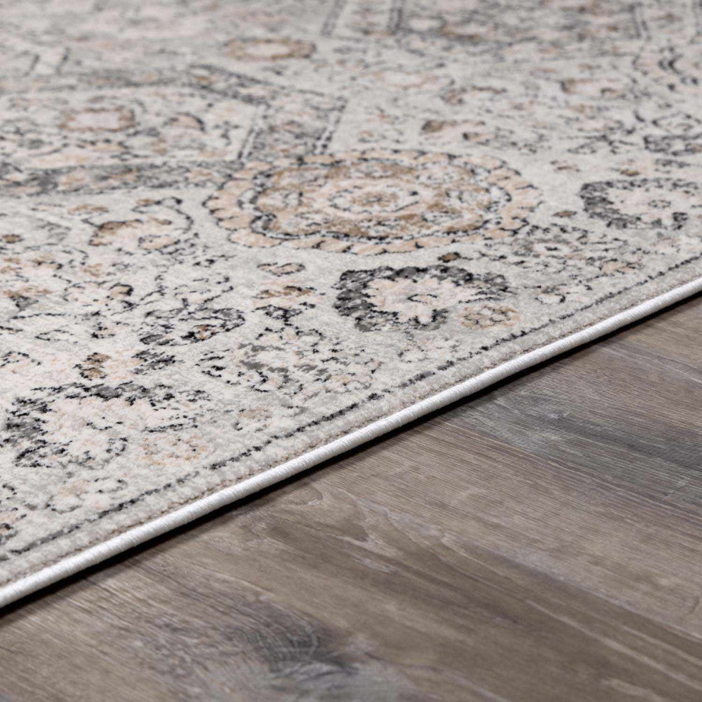 Hauteloom Parkerfield Blue Area Rug, Beige/Black/Gray, 6'7"x9'