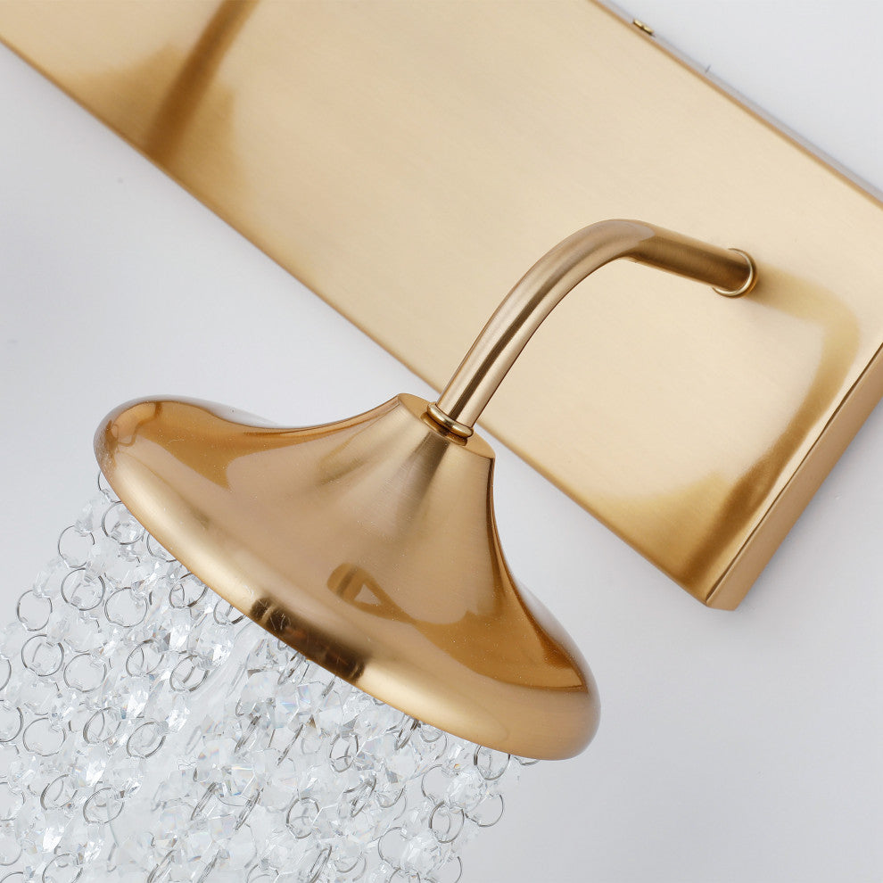 Modern 3-Light Golden Wall Sconce with Crystal Shade