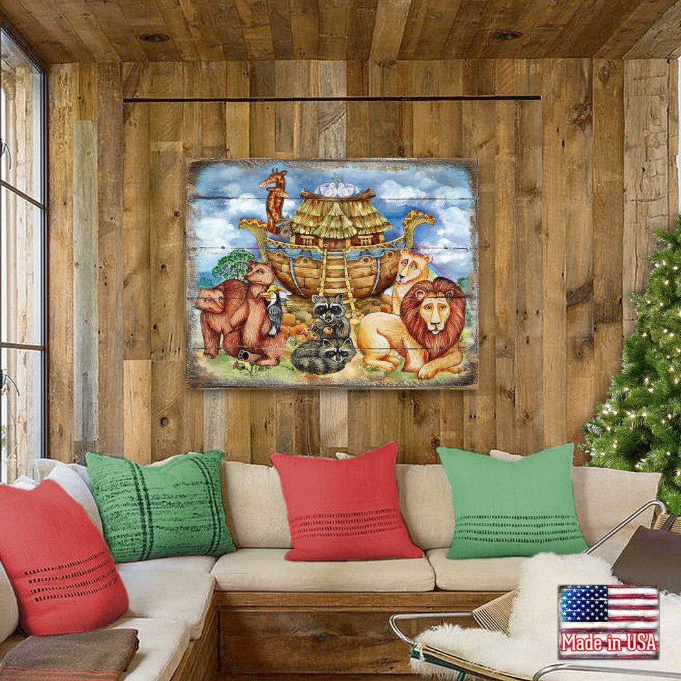 Noah's Ark Wooden Wall Art, Medium 18x12