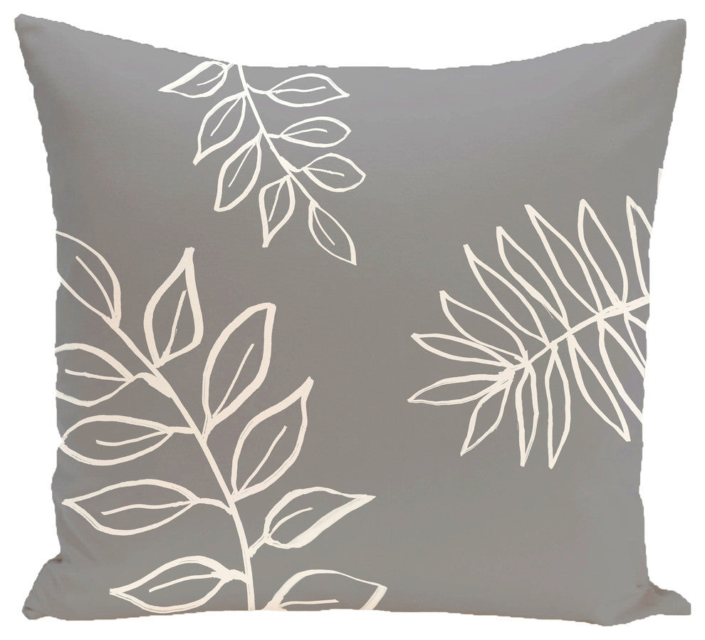 My Best Frond Floral Print Pillow, Classic Gray, 16"x16"