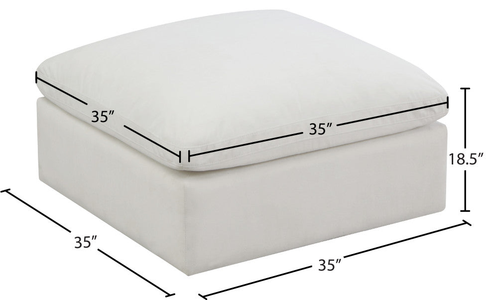 Plush Velvet / Down Standard Comfort Modular Chair, Cream, Ottoman