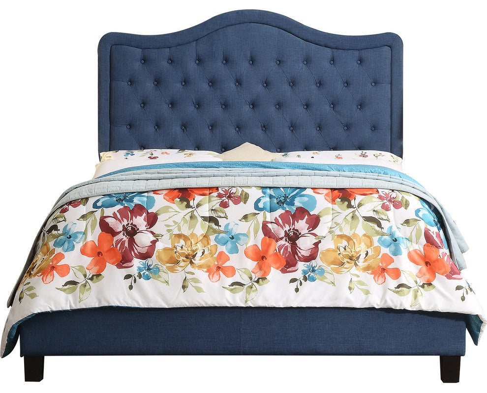 Aurora Queen Upholstered Panel Bed, Royal Navy, Twin