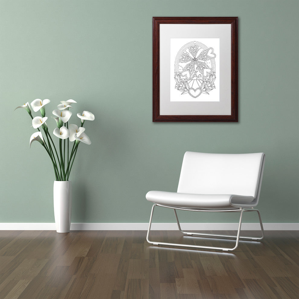 Hello Angel ''Decorative Windmill'' Art, Wood Frame, White Mat, 14x11