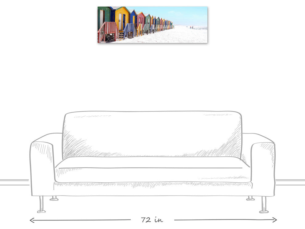 Bathing Beach Boxes 12x36 Canvas Wall Art