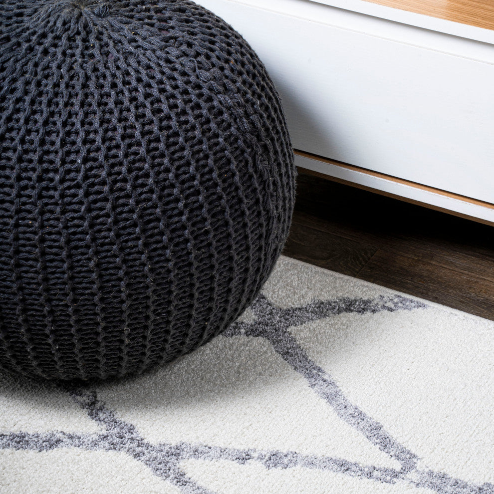 Illi Moroccan Diamond Trellis Ivory/Gray 3'x5' Area Rug