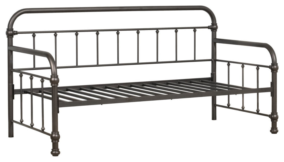 Farmhouse Twin Daybed, Spindle Design With Metal Frame, Bronze, Single