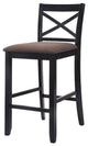 Acme Tobie Bar Chair Set of 2 Fabric and Black 30" Seat Height