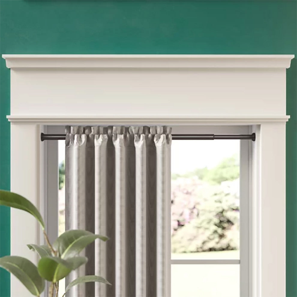 Pulire 1" Metal Tension Curtain Rod, Pewter, 42"-72"