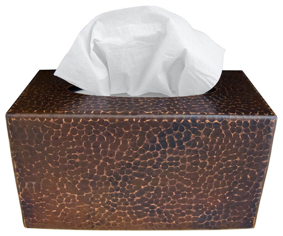 Large Hand Hammered Copper Tissue Box Cover