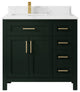 Cambridge 36 Left Offset Bath Vanity in Dark Forest Green 1.5" Empira Quartz