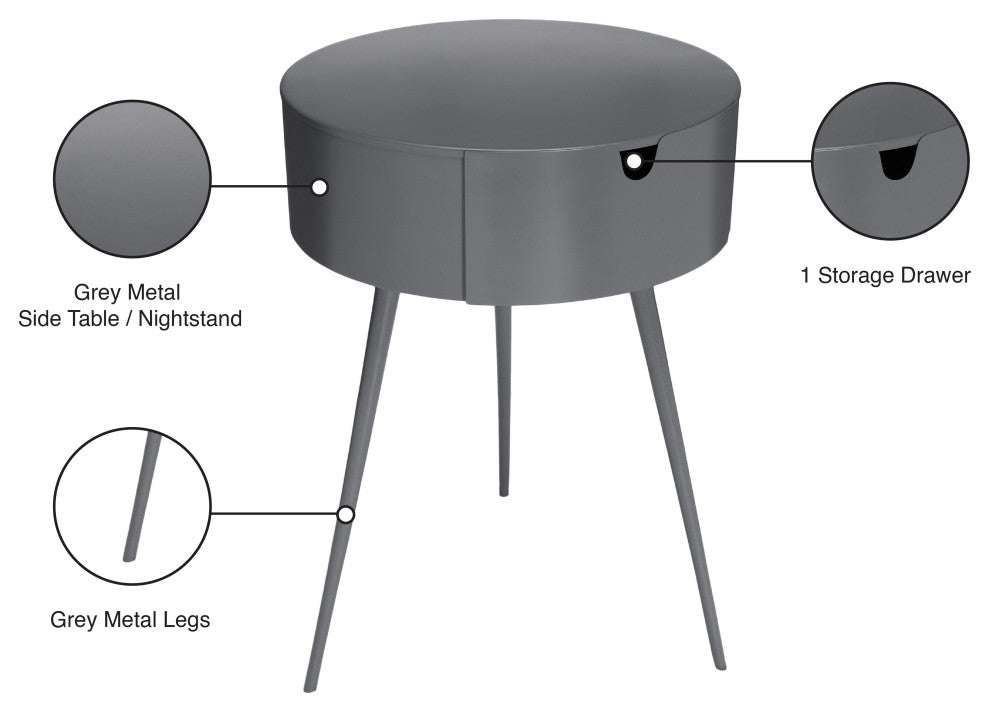 Bali Metal Side Table/Nightstand, Gray