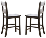 Set of 2 Counter Height Chair, Distressed Walnut