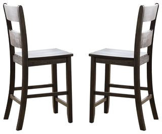 Set of 2 Counter Height Chair, Distressed Walnut