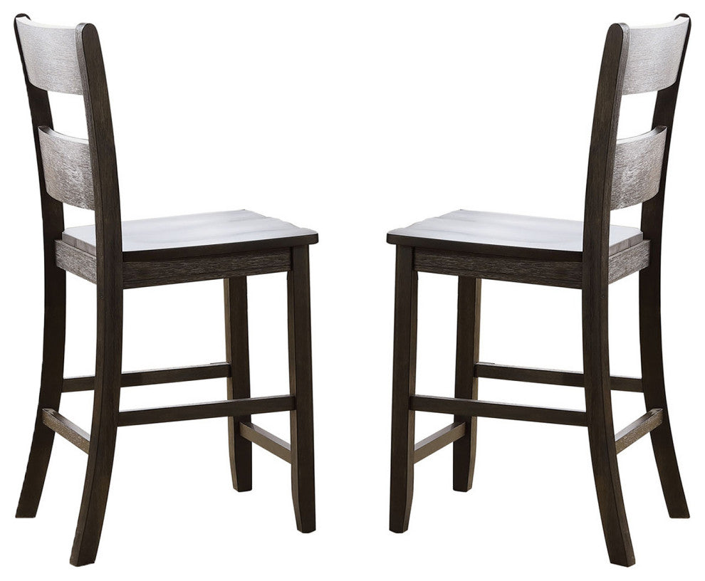 Set of 2 Counter Height Chair, Distressed Walnut