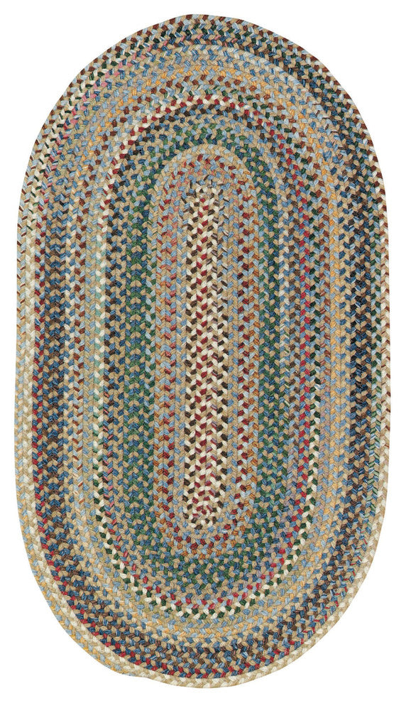 Sherwood Forest Braided Oval Rug, Light Blue, 11'4"x14'4"
