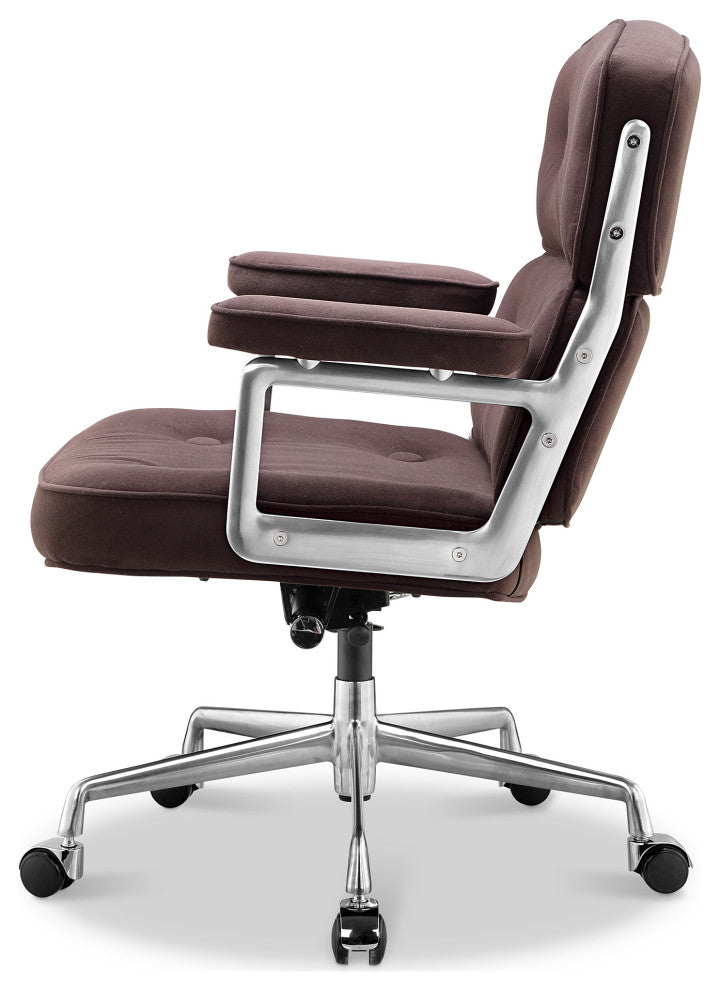 Lobby Mid Back Computer Office Desk Chair, Brown&velvet