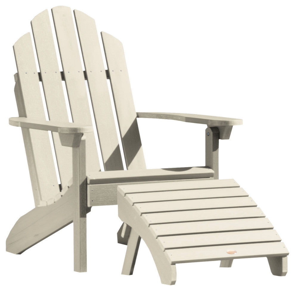 Westport Adirondack Chair With Ottoman, Whitewash