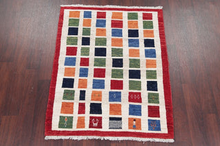 Consigned, Oriental Persian Style Hand-Knotted Gabbeh Area Rug, Beige, 4'3"X3'5"