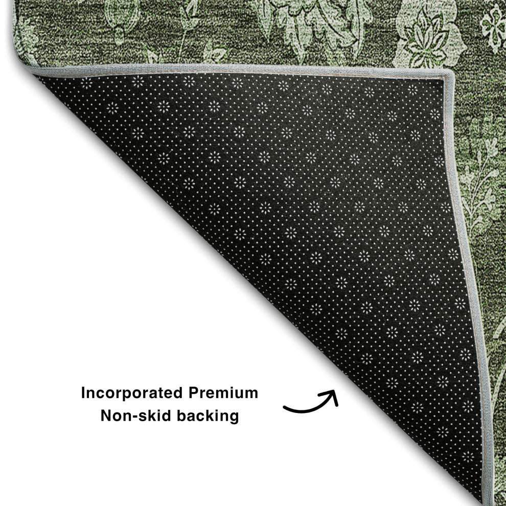 Premium Machine Washable Mayfield AMF680 Olive 1'8" x 2'6" Rug